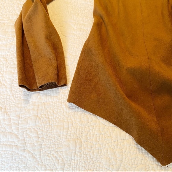 Live A Little Faux Suede Drape Front Brown Jacket NEW - Large - Picture 8 of 11